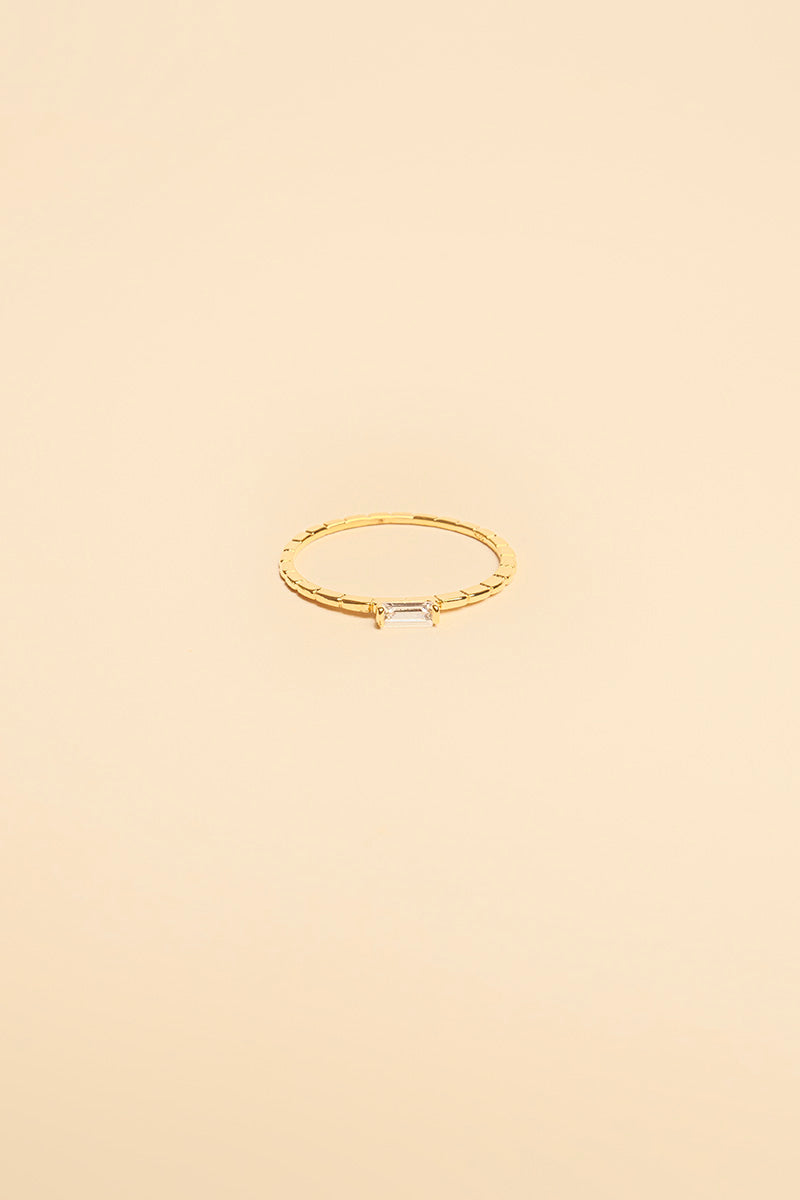 Cubic Zirconia Minimalist 14K Plated Gold Ring