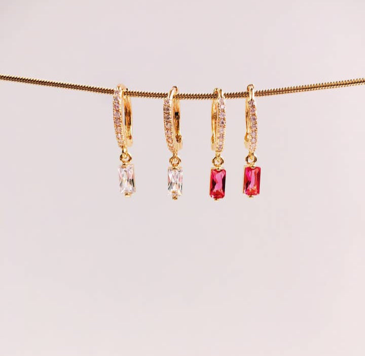 Cubic Zirconia Drop Earrings - 14k Gold Plated