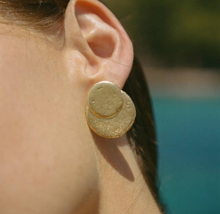 gold disk earrings statement earrings
