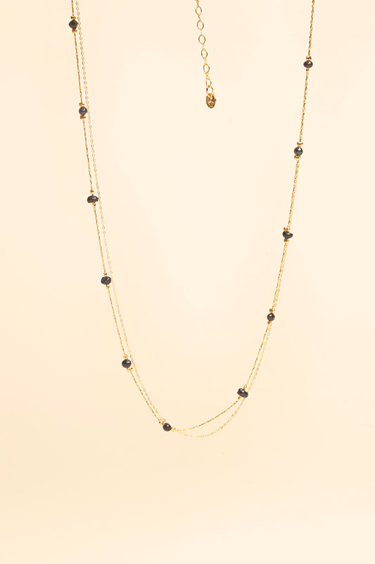 Gold chain layered necklace with real freshwater pearls