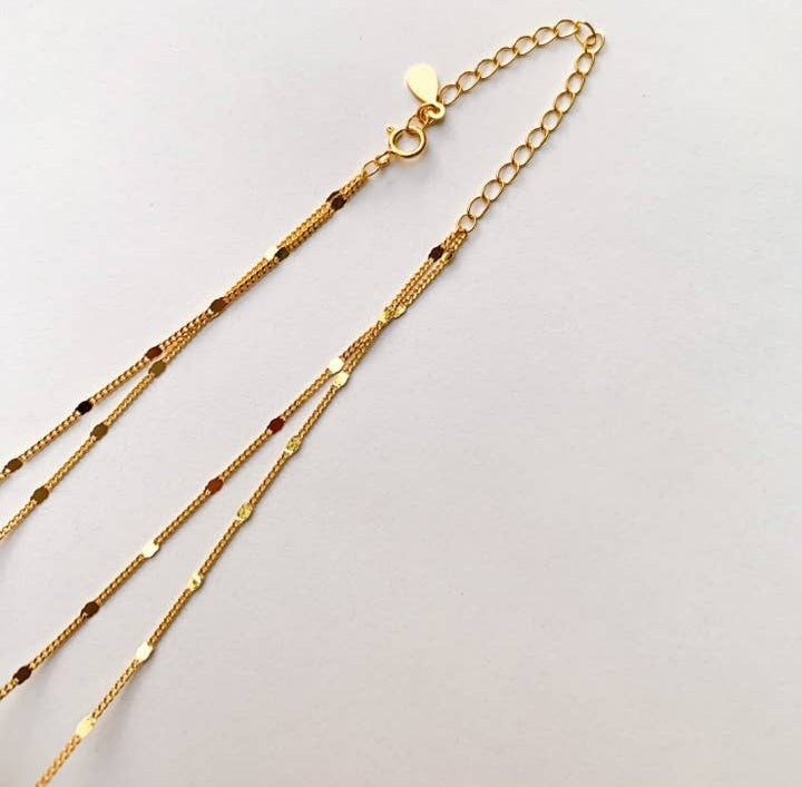 18k Gold Plated Double Layer Drop Necklace