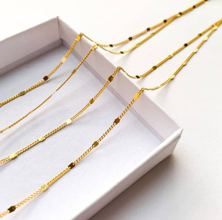 18k Gold Plated Double Layer Drop Necklace