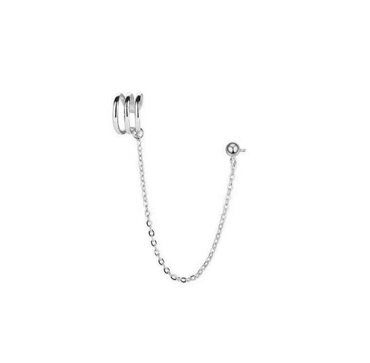 925 Sterling Silver Climber Earring With Chain