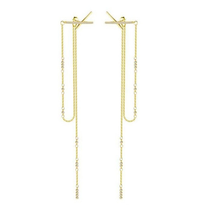 gold chain earrings unique earrings gold drop earrings