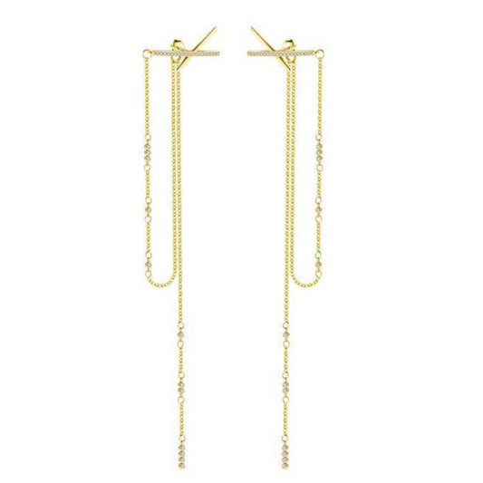 gold chain earrings unique earrings gold drop earrings